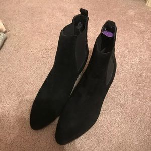 Black suede booties size 6